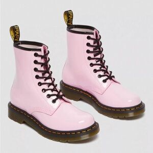 Dr Martens light pink patent leather boots
